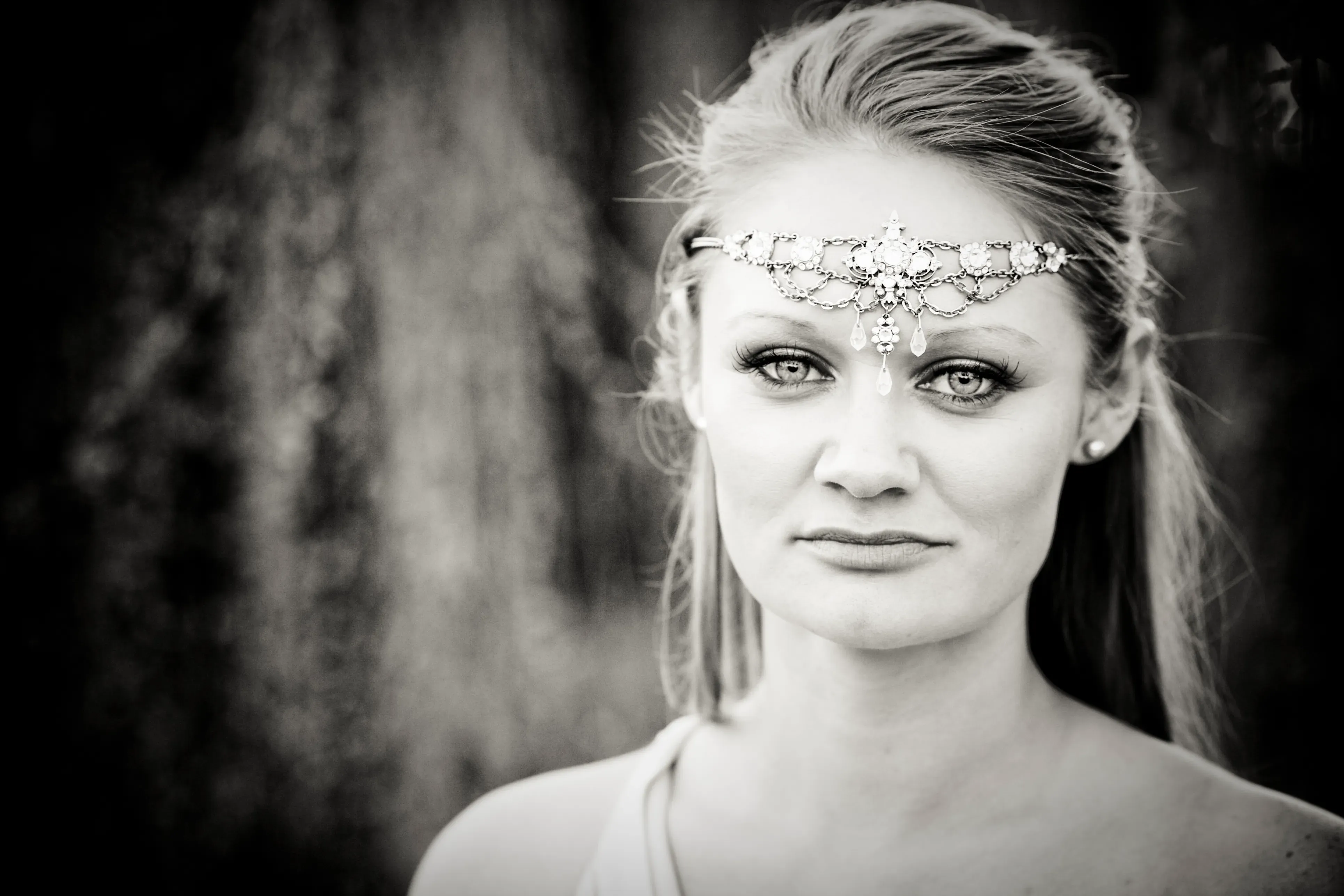 Bridal hair Hunter Valley, a beaded headpiece set into a soft updo