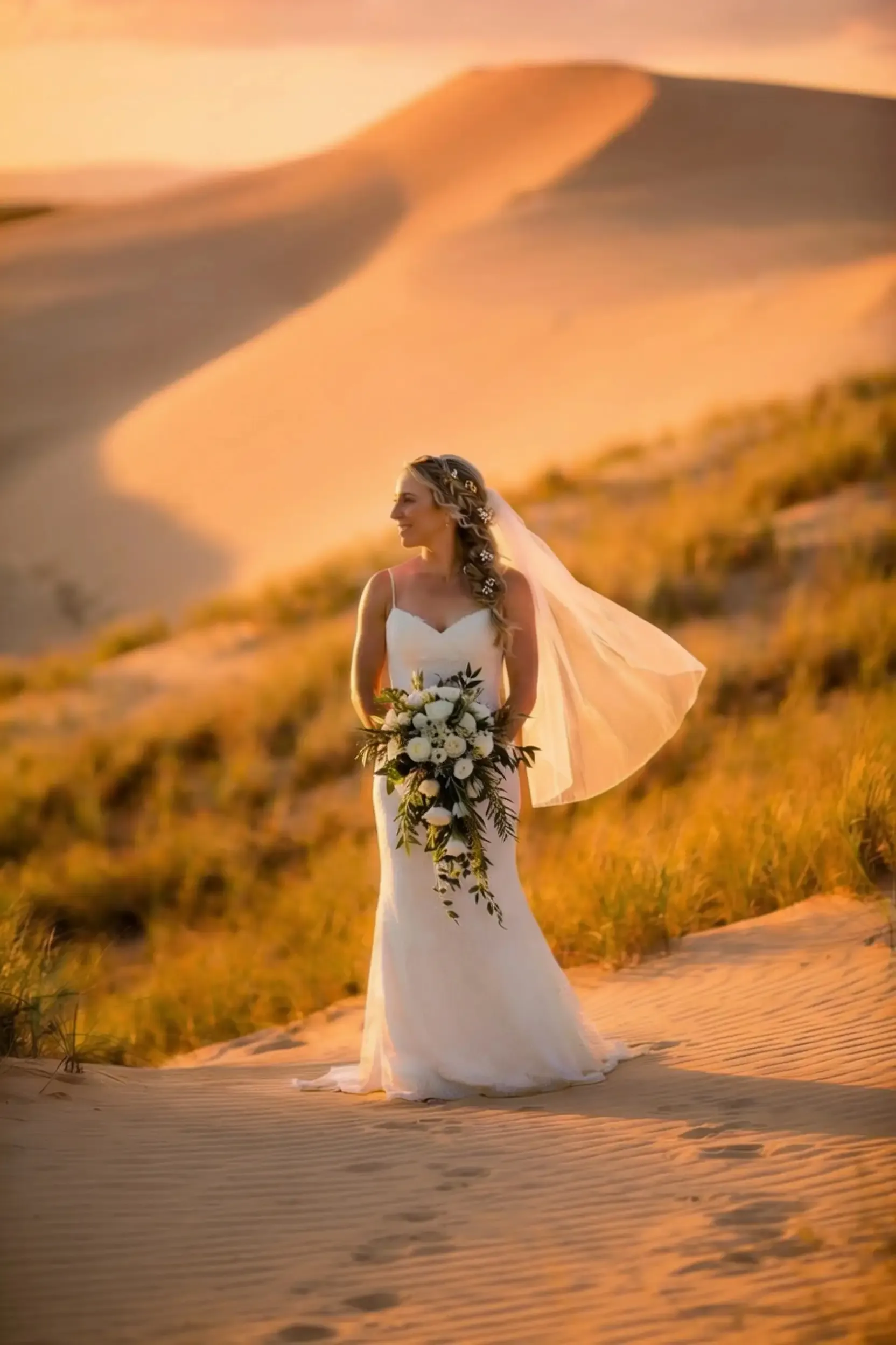 Port Stephens bride with long-wearing bridal makeup for a coastal wedding