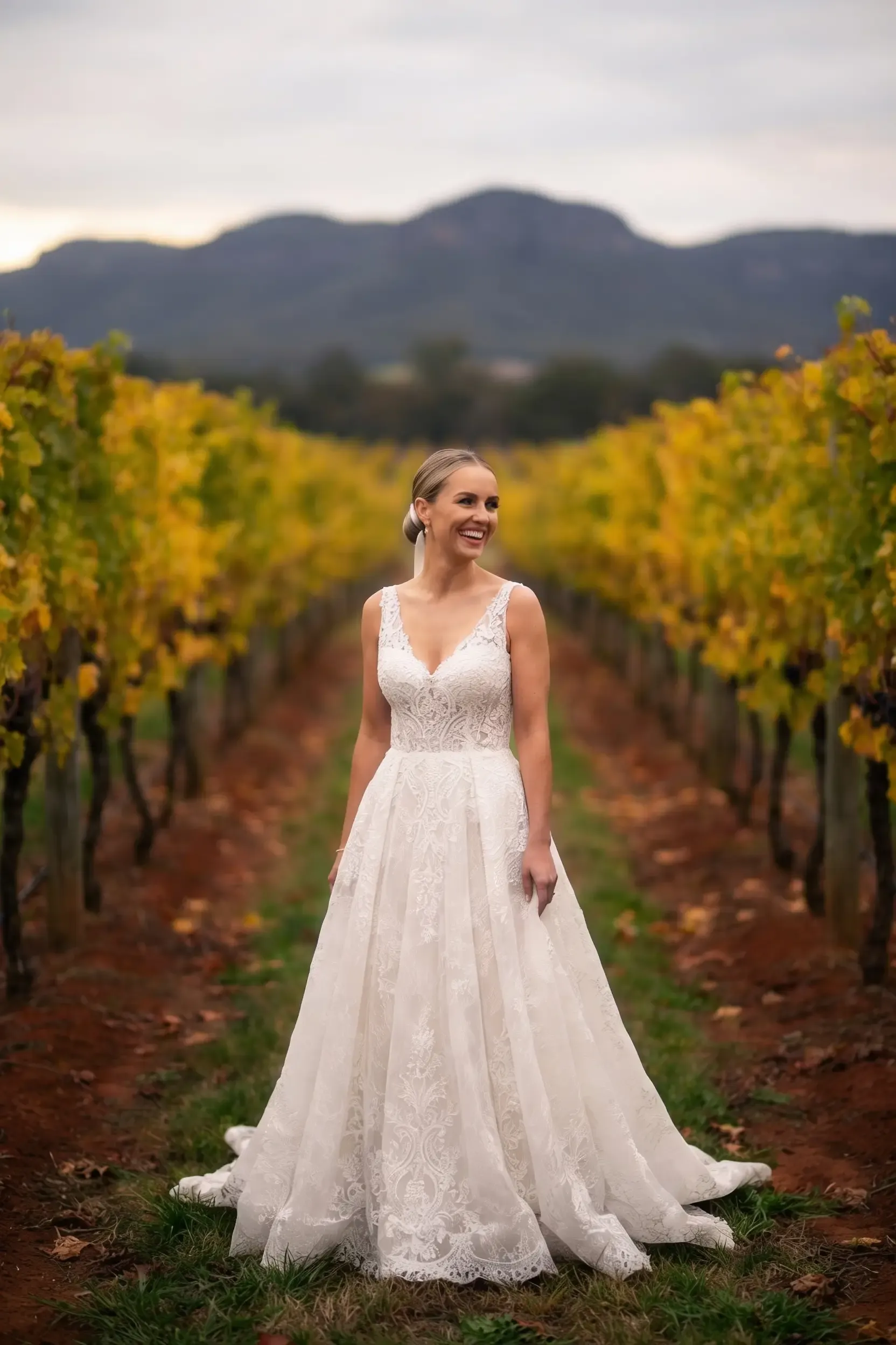 Hunter Valley bride ready for a vineyard ceremony, hair and makeup by Amanda Frost