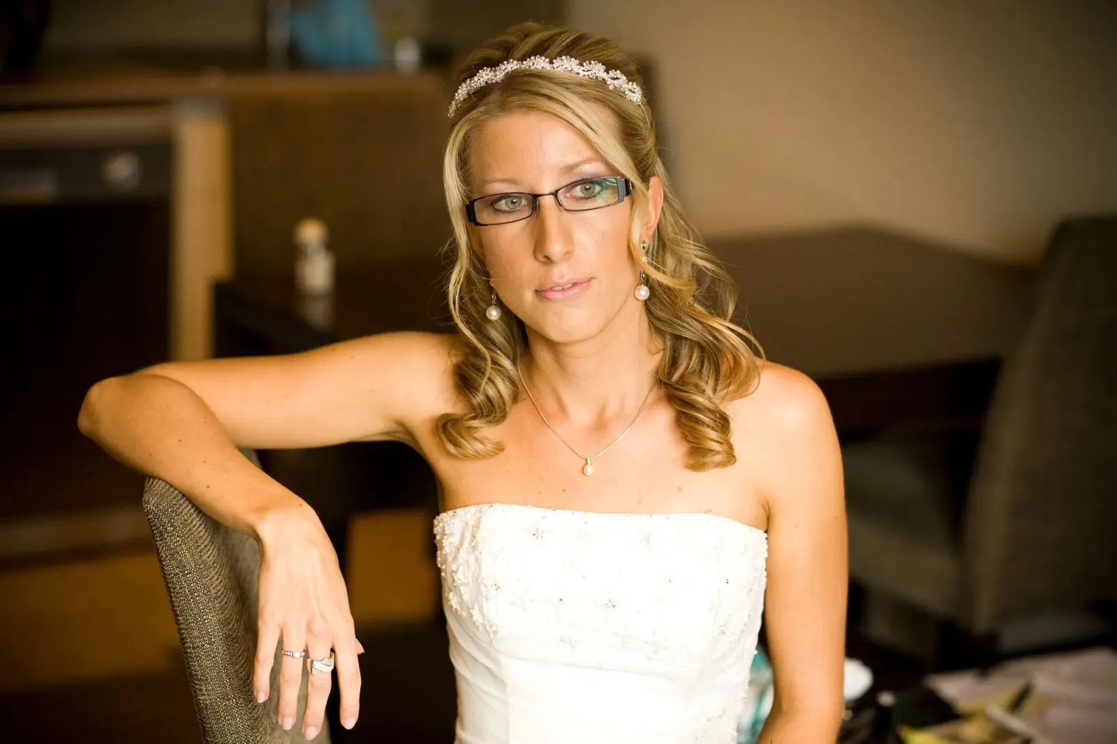 Amanda working on location at a Lake Macquarie wedding, the bride finished and ready