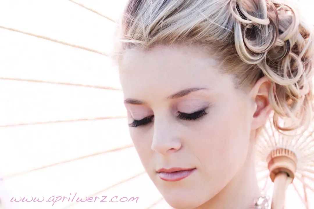 The finished bridal hair and makeup by Amanda Frost of Bellus for a real bride