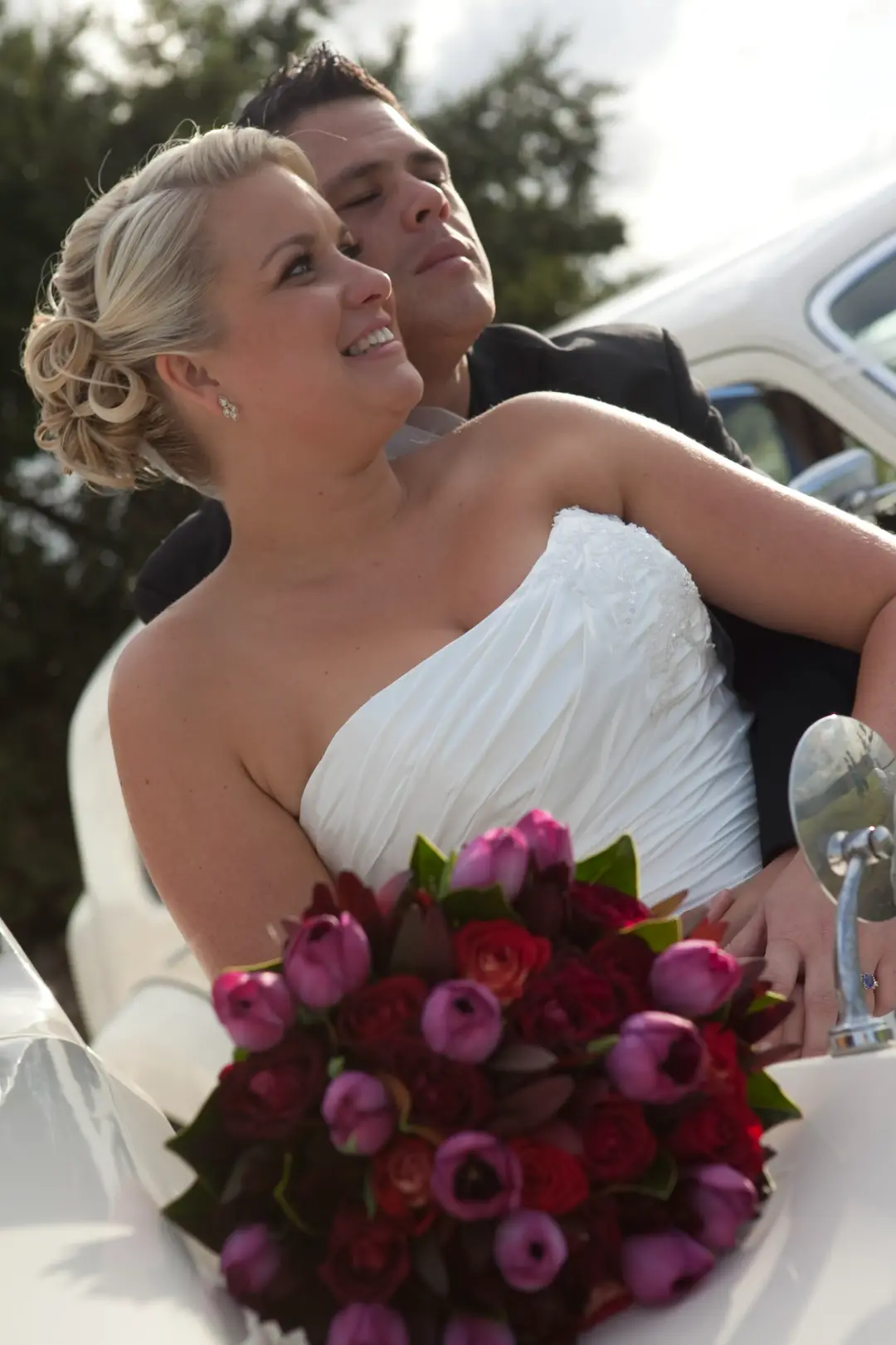 The finished wedding hair and makeup by Amanda Frost for a real bride