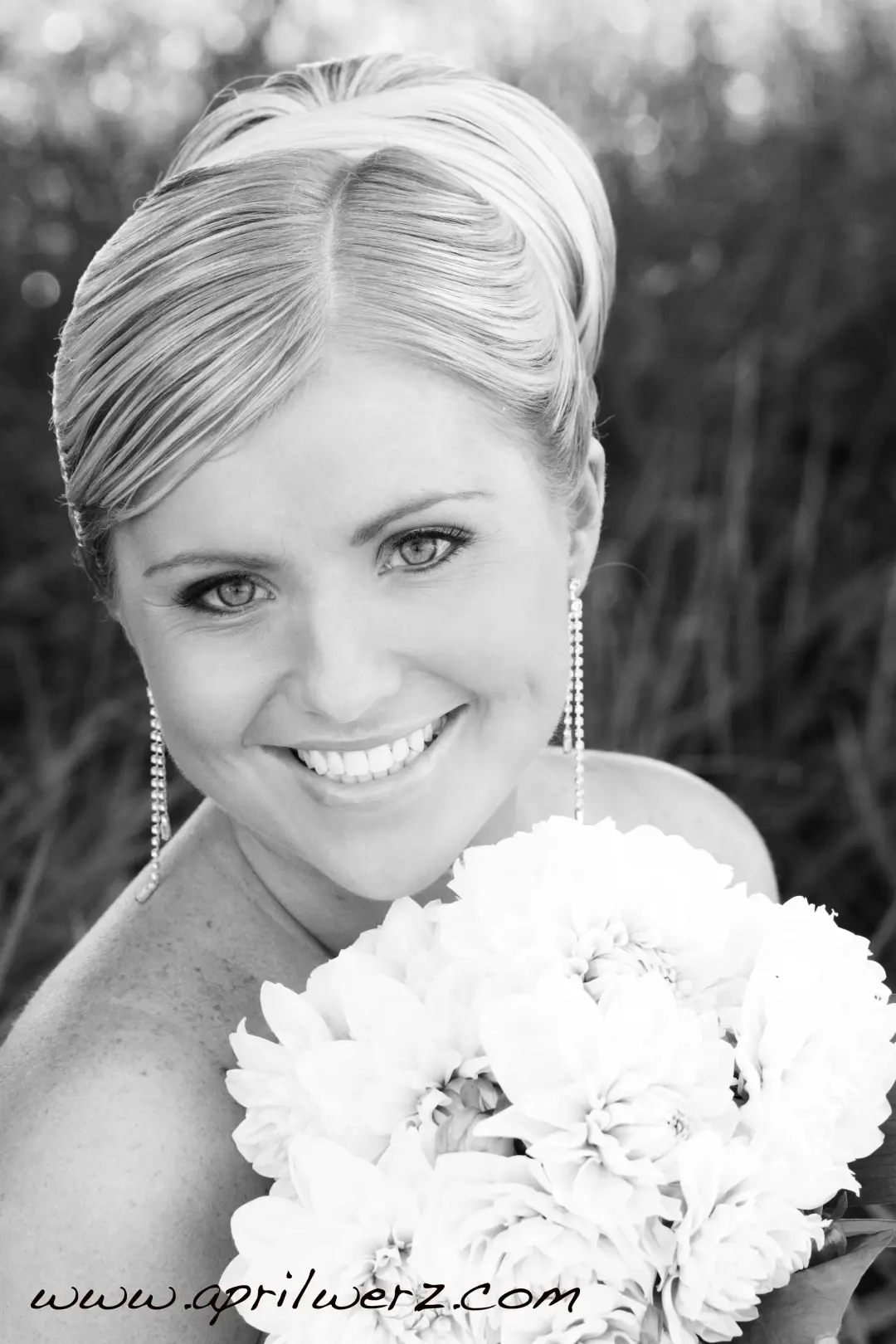 The finished bridal hair and makeup by Amanda Frost in Newcastle on location