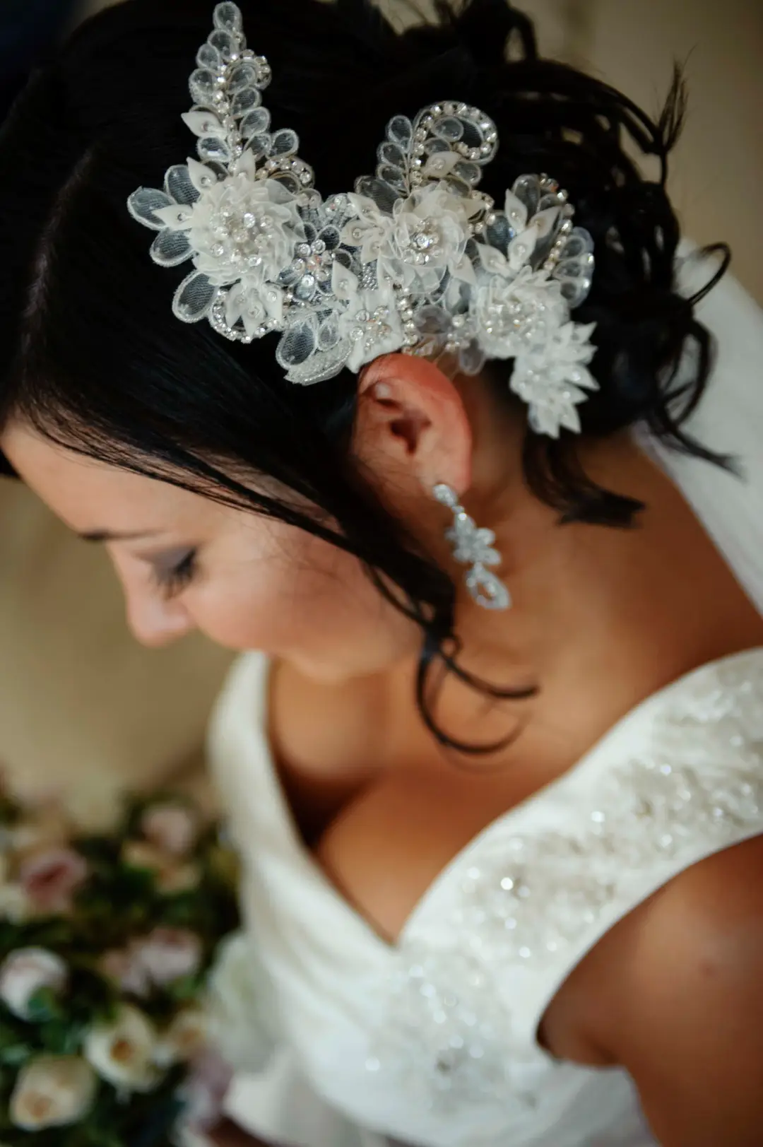 The finished bridal hair and makeup by Amanda Frost of Bellus in Newcastle for a real bride