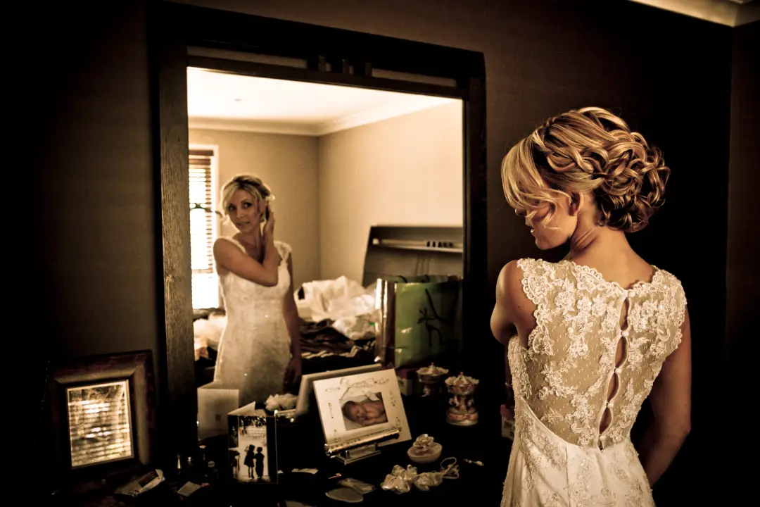 On-location wedding hair and makeup by Amanda Frost for a real bride
