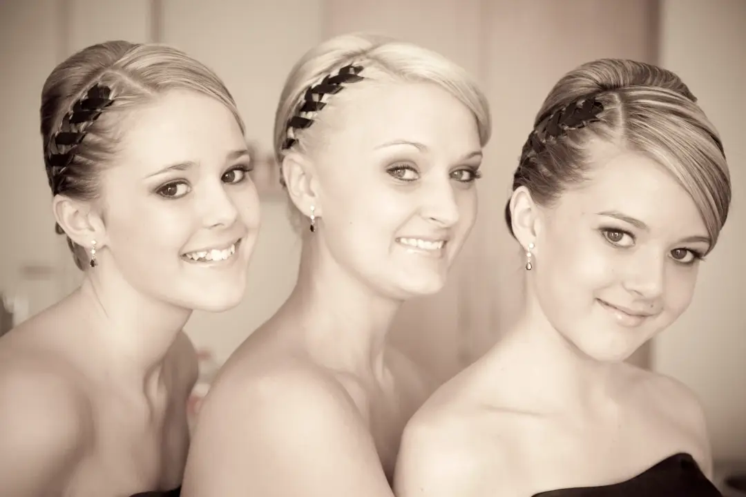 Bridal party three bridesmaids styled