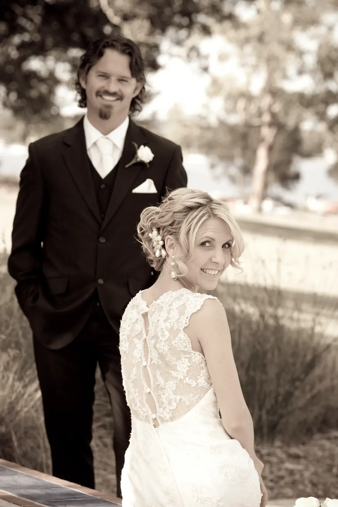 The finished wedding hair and makeup by Bellus on location