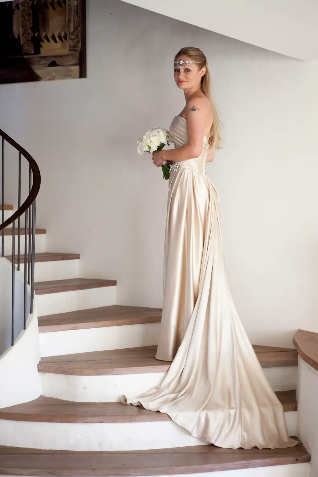 Wedding morning hair and makeup by Amanda Frost on location