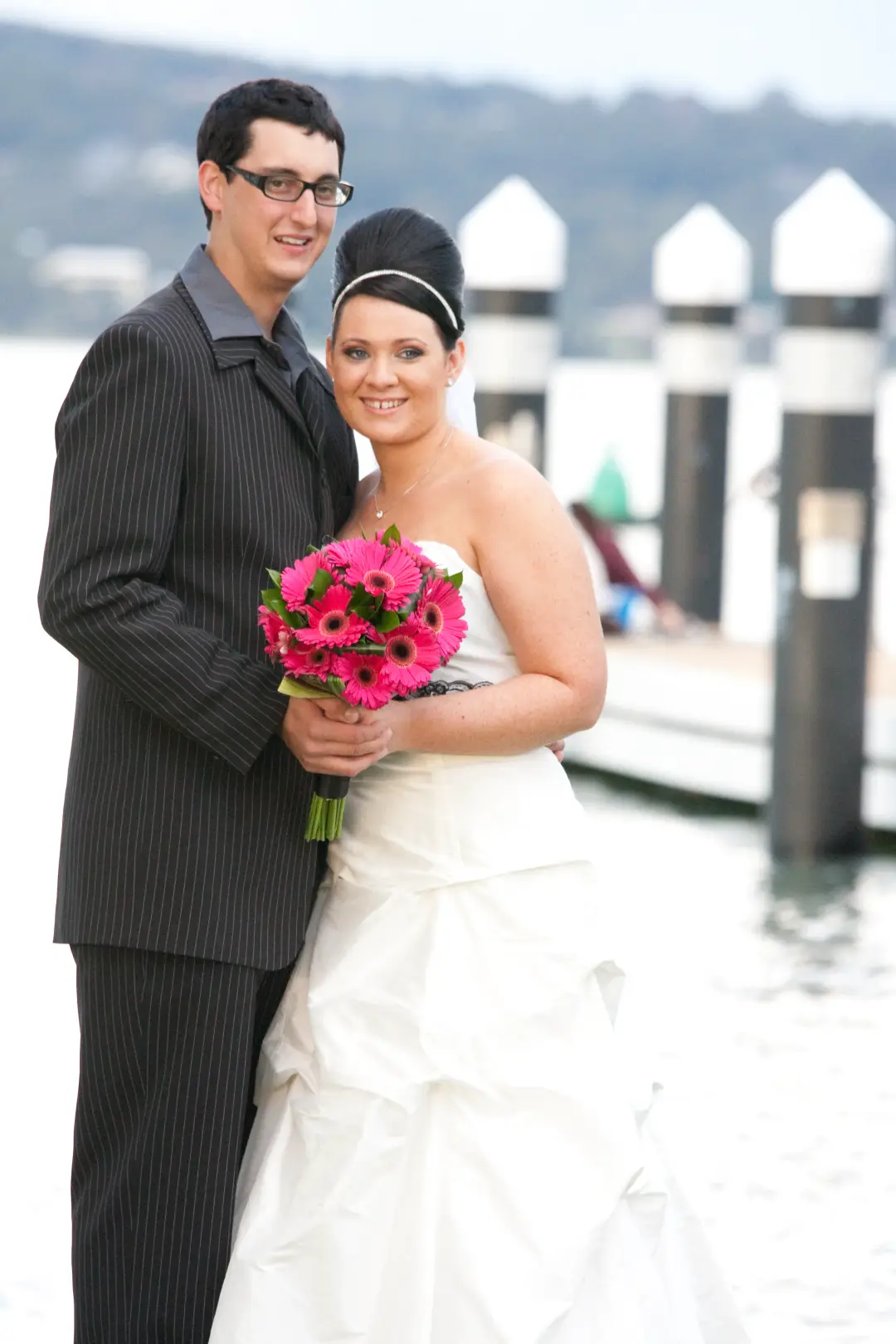 The finished wedding hair and makeup by Amanda Frost of Bellus for a real bride