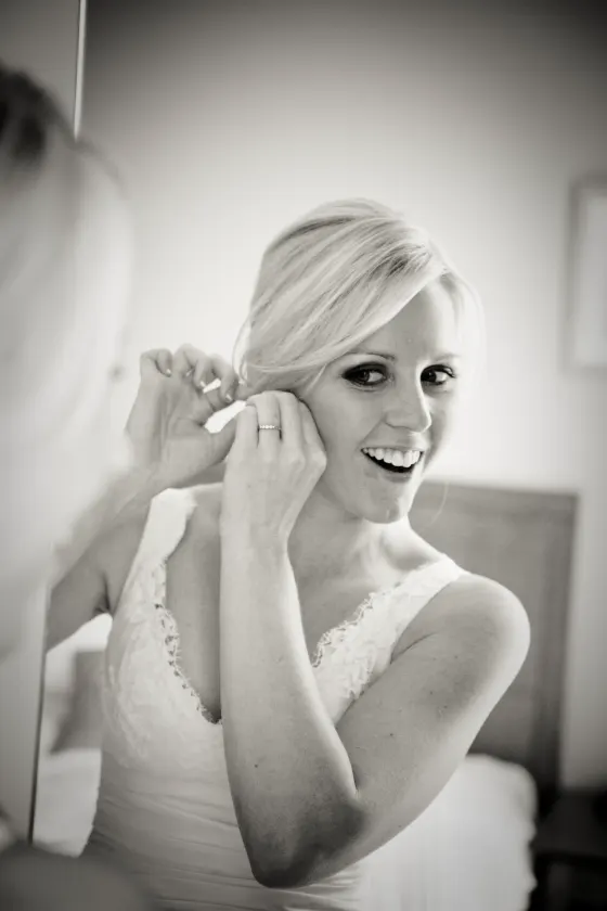 The bride getting ready, the last touches before the ceremony